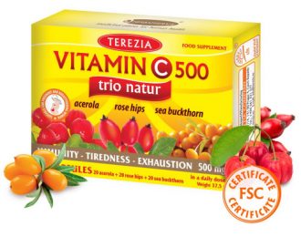 Vitamin C trio- acerola, šipek, rakitovec, 500mg dnevni vnos